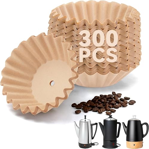 300 Pcs Percolator Coffee Filters Compatible with Presto Coffee Percolator Electric, Unbleached Perforated Filter Paper for Presto 12 Cup Moss & Stone 10 Cup