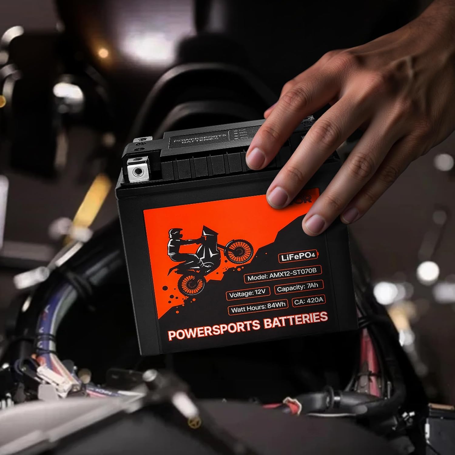 VEVOR Motorcycle Battery, 12 Volt 7Ah, LiFePO4 Lithium Pre-Charged Powersports Battery, Maintenance Free & High Performance, Compatible with ATV, Motorcycle, Jet Skis, Scooter, UTV, and More