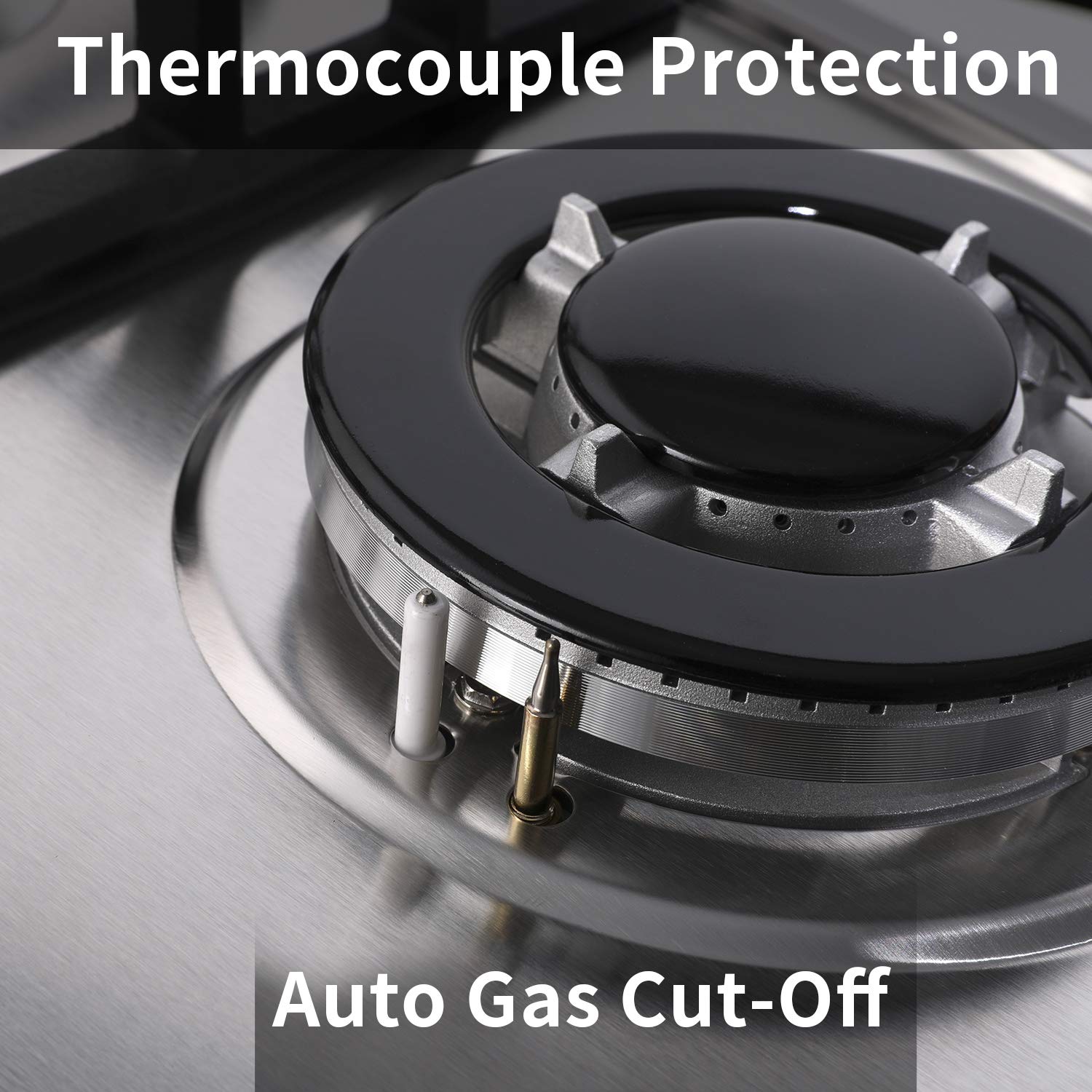 Anlyter 24 Inch Gas Cooktop, 4 Burners Builtin Gas Stovetop