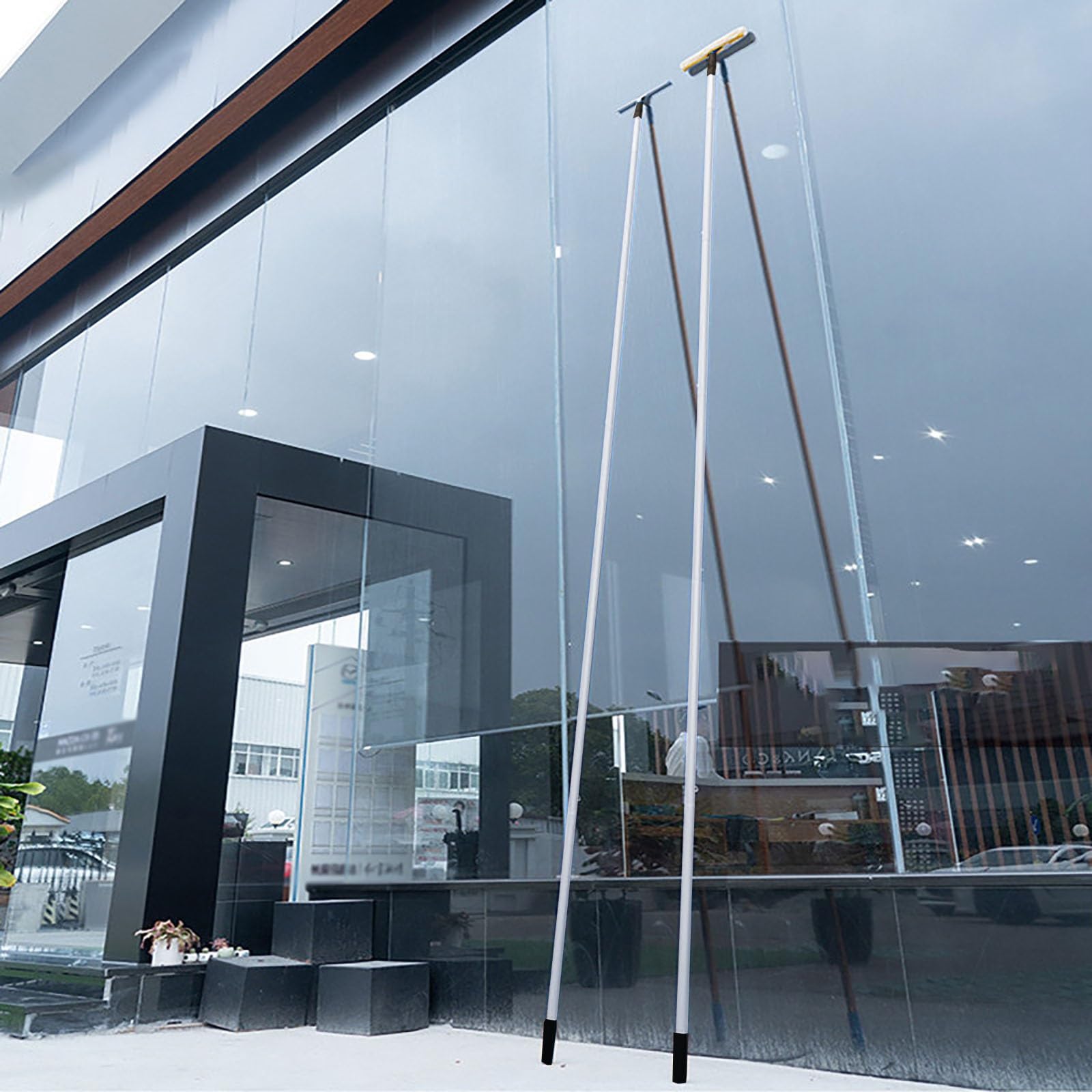 Limpiador Limpieza Vidrios Kit de Limpieza de Ventanas con Poste de extensión para Ventanas Altas, Limpiador de Puertas de Vidrio Ligero 3 en 1 Multiusos, Equipo(4.5m/14.8ft)