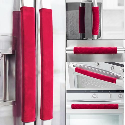 Miniatura 10 de Juego de 6 fundas de terciopelo para manijas de puerta de refrigerador, mantiene el electrodoméstico limpio para refrigerador, microondas, estufa