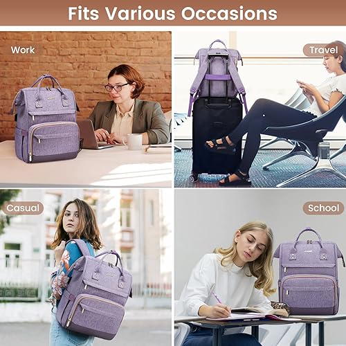 Miniatura 6 de LOVEVOOK Mochila para laptop para mujer mochila para profesores bolsa de enfermera mochila para computadora de trabajo bolsa de 15617 pulgadas Taro