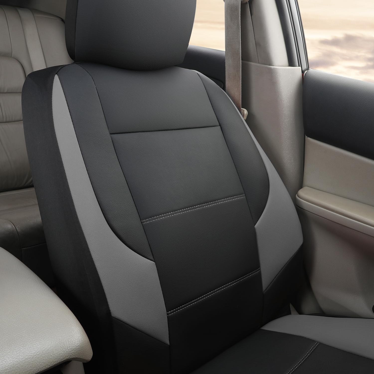 GIANT PANDA Front Seat Cover for Mazda,Faux Leather Seat Protectors Custom Fit Mazda 3 6 CX-3 CX-30 CX-5 CX-50 CX-7 CX-9 Tribute (2-Pack Gray)