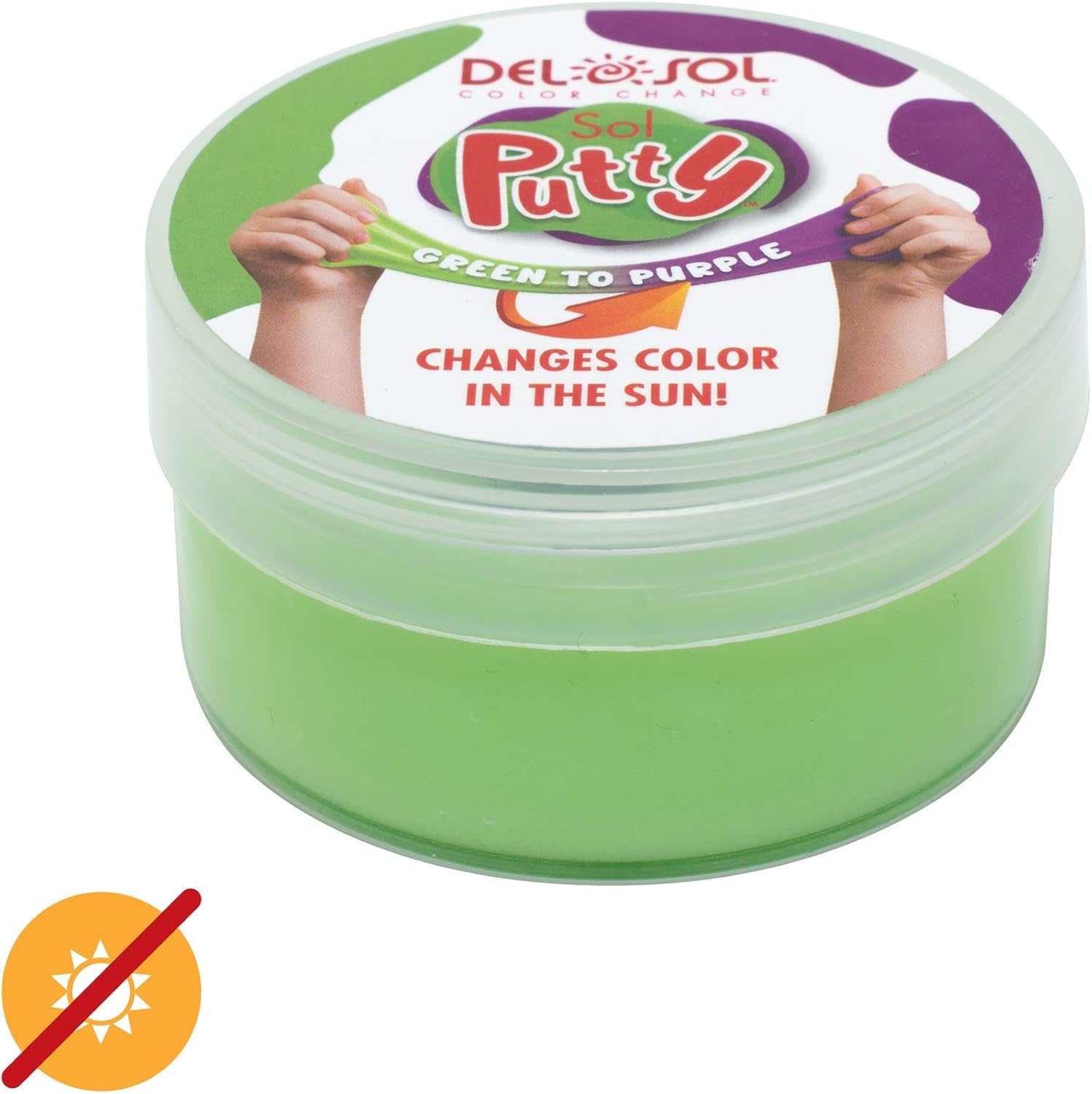 Del Sol Color-Changing Putty - Sol Putty - Changes Color from Green to Purple in The Sun - Nontoxic, All-Organic Formula, Stain-Free, Water Soluble - 58 Grams/2.05oz