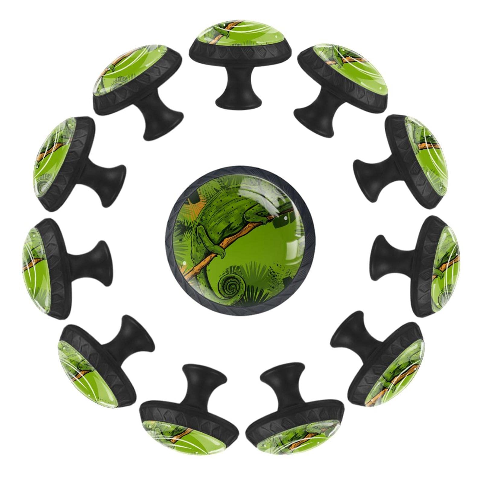 Boutons de tiroir design caméléon vert de finition soignée pour commode