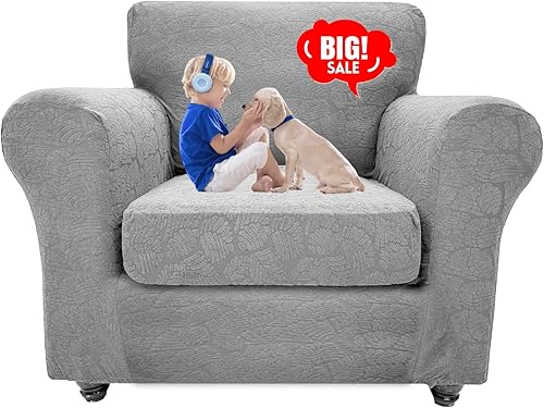 MAXIJIN 2 fundas elásticas para sillas de sala de estar, fundas para silla con diseño de hojas con brazos, sillón antideslizante, protector de