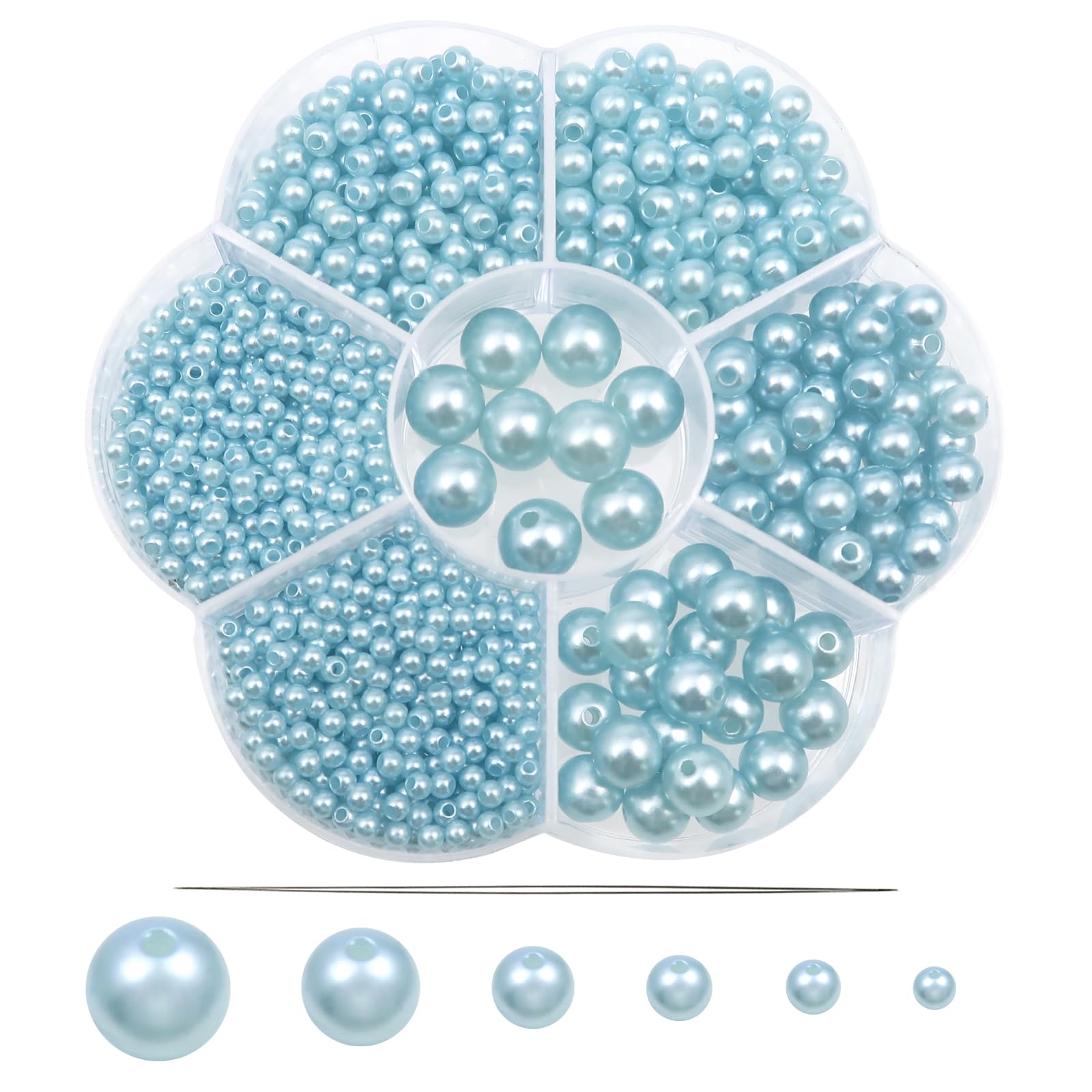 TOAOB 1248pcs Pearl Beads Light Blue Round Imitation Pearls 3mm to 10mm — image 1