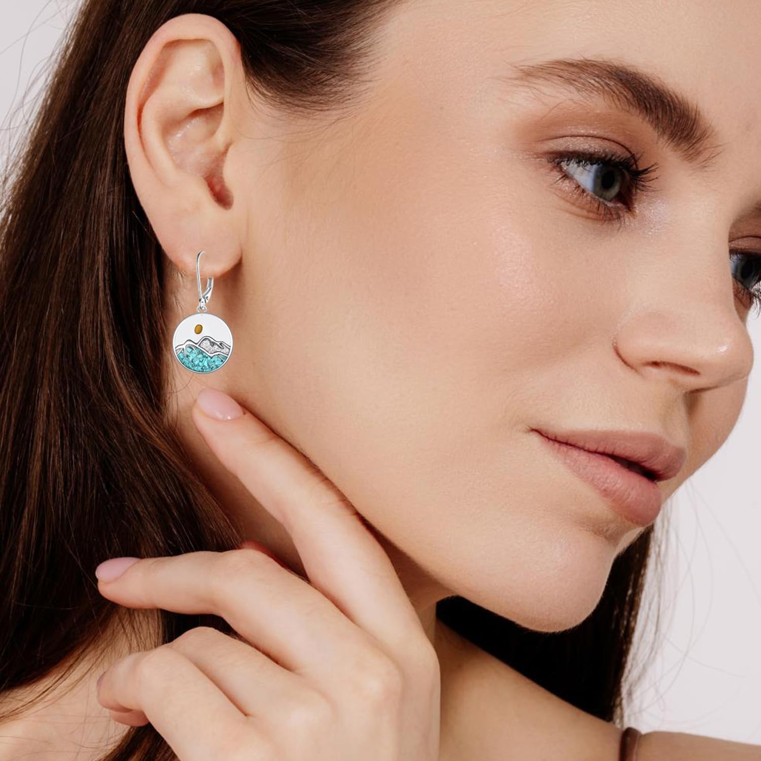Mountain Earrings 925 Sterling Silver Turquoise Nature Earrings Faith Based Gifts Mustard Seed Jewelry for Women