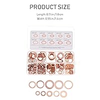 Vista 2 de 200pcs Copper Sealing Washer Flat Gasket Set Flat Copper Washers Assortment Kit with Storage Box for Industrial and Automotive Use