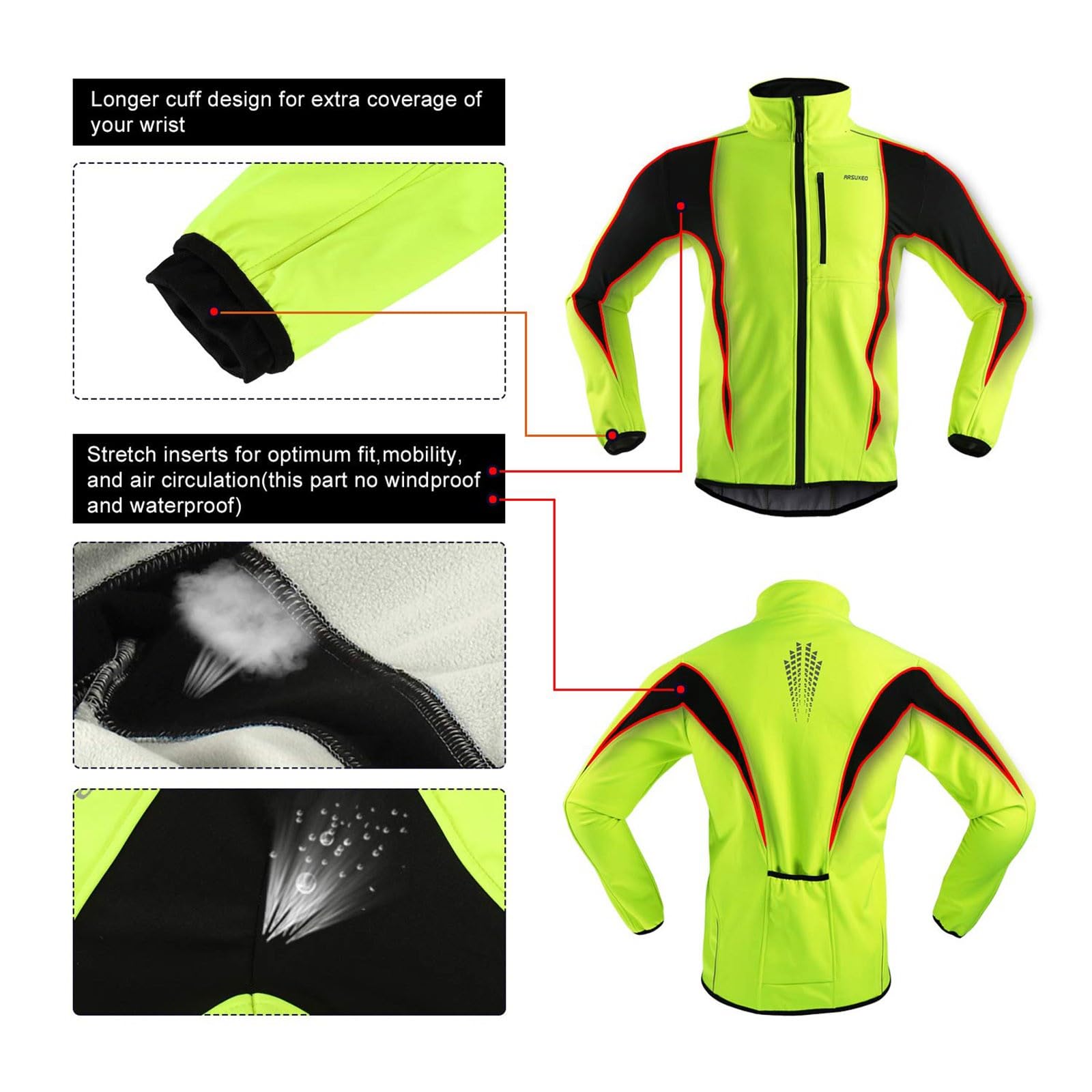 Chaqueta de ciclismo para hombre, impermeable, cortavientos, térmica, para invierno, softshell
