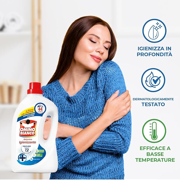 Omino Bianco - Detersivo Lavatrice Igienizzante Liquido, 132 Lavaggi, Igienizza i Capi e Rimuove Germi e Batteri, 1760 ml x 3 Confezioni - 5