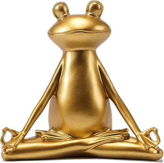 Seyeebro Meditating Yoga Frog Statue Sculptures Fengshui Home