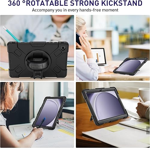 Miniatura 6 de SUPFIVES Funda para Samsung Galaxy Tab A9 Plus de 11 pulgadas 2023, silicona líquida resistente a prueba de golpes, con soporte giratorio de 360,