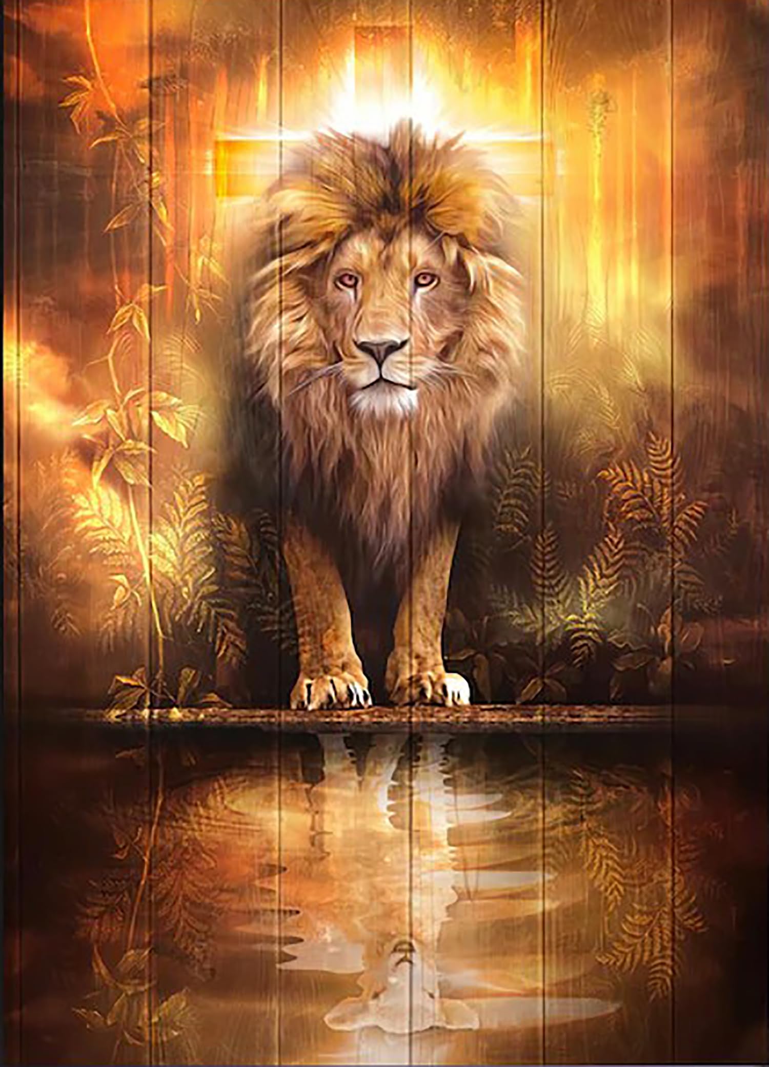 Jesus and Lion Jigsaw Puzzle for Adults 1000 Pieces Wood Puzzle Art DIY Toy Gift Fun Challenging Educational Gift Art Home Decor