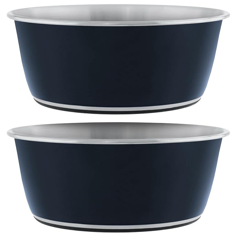 Tigelas de Aço Inoxidável para Cães Master Pet Supply, Azul-marinho, 3,84 L, Conjunto com 2