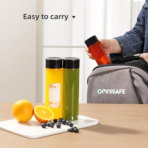 Miniatura 7 de 15 botellas redondas de plástico para jugo de 12 onzas con tapas, botellas transparentes vacías reutilizables con tapa a prueba de fugas,