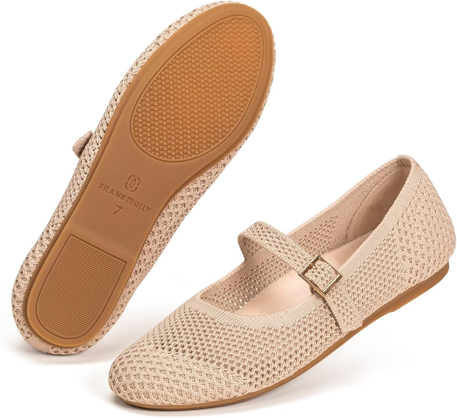 Frank Mully Women's Mary Jane Flats Comfortable Dressy Ballet Flats Casual Round Toe Slip On Washable Knitted Fabric Office Work Woman Shoes - Image 5