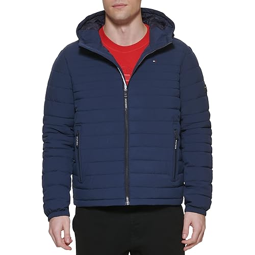 Tommy Hilfiger Men's Stretch Poly Hooded Packable Jacket