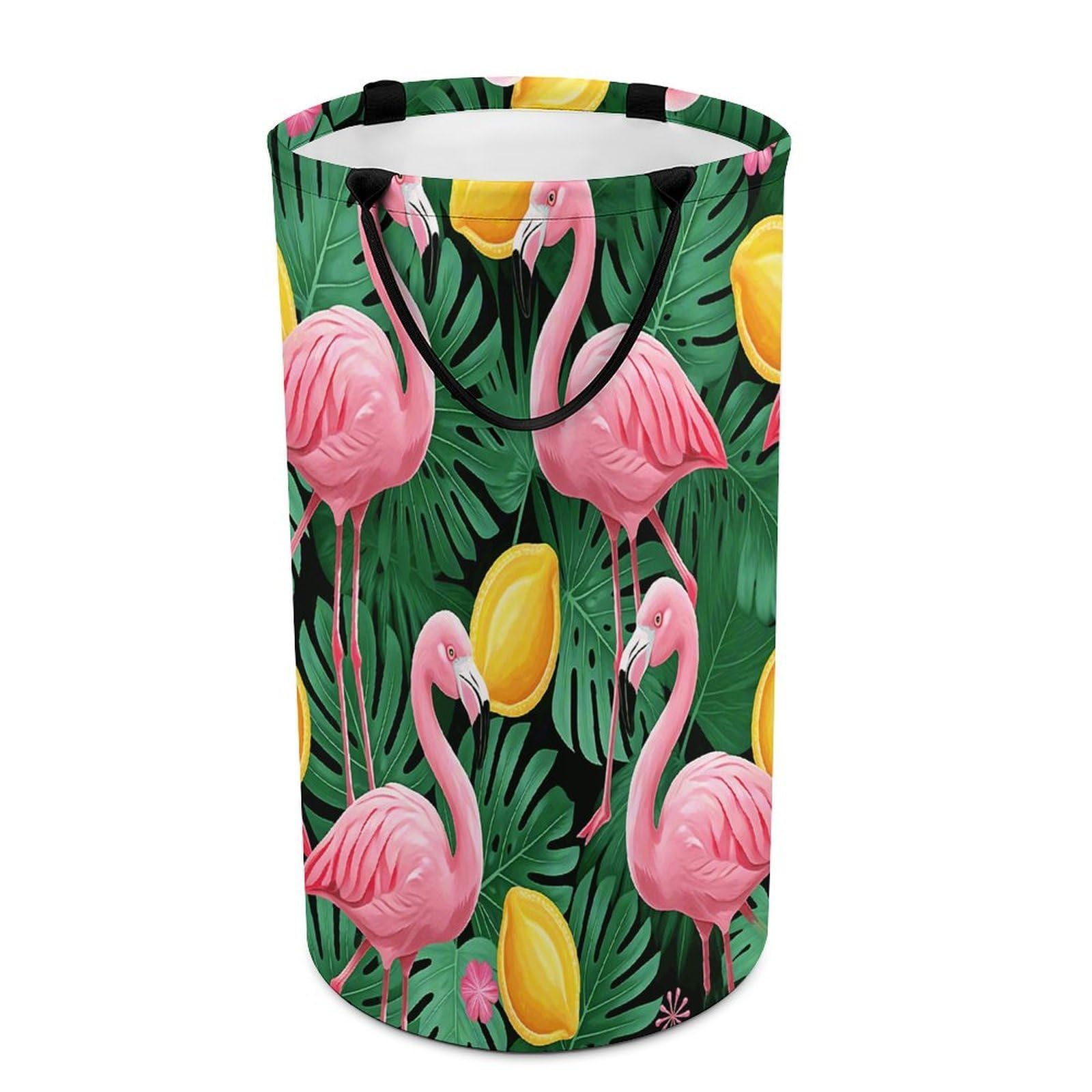 Cute Flamingo Laundry Basket with Handles Large Collapsible Laundry Bag Freestanding Waterproof Clothes Hamper Decor Storage of Dirty Clothe for Family Bathroom 86L