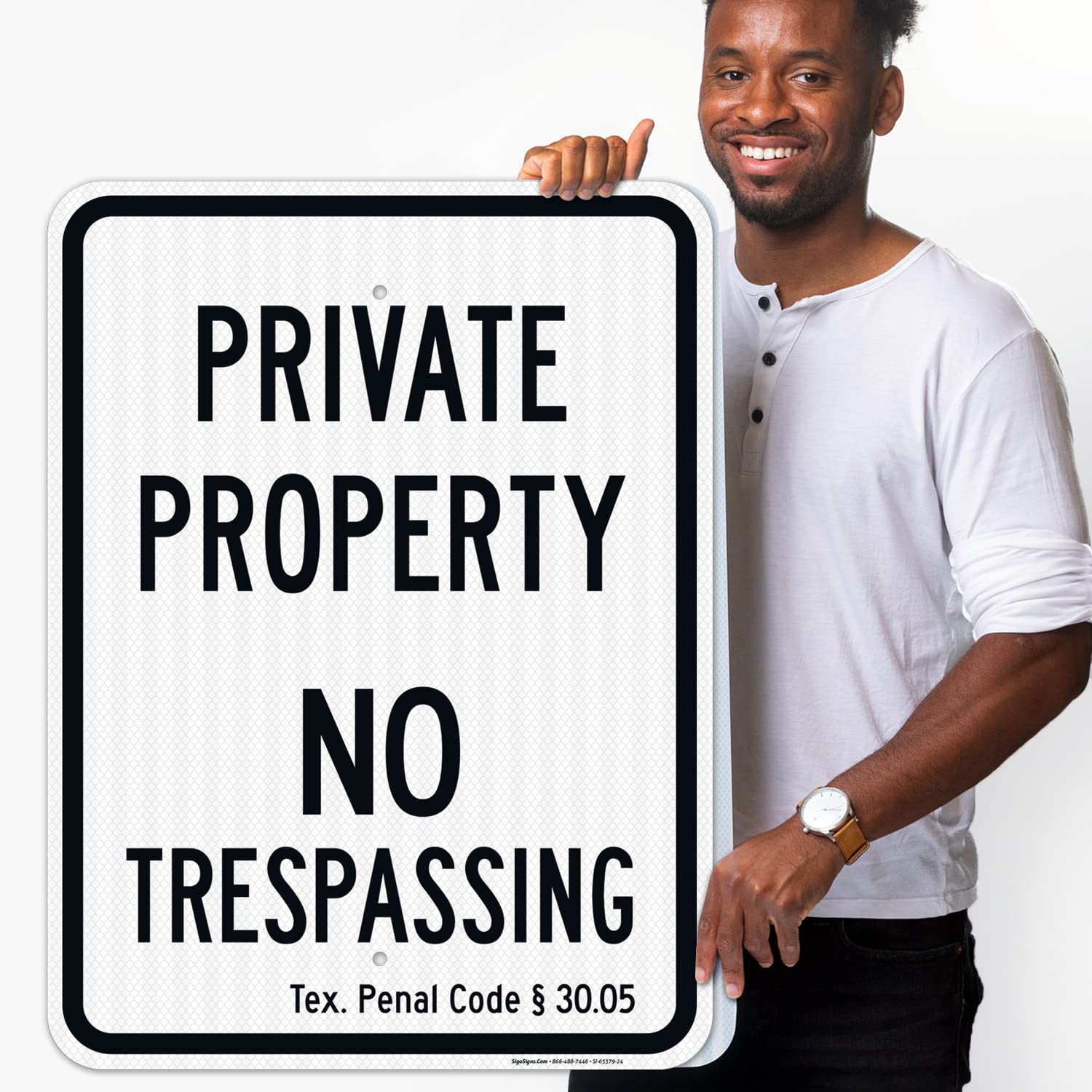 Texas Private Property No Trespassing Sign, 18x24 Inches, 3M EGP Reflective .080 Aluminum, Fade Resistant, Made in USA