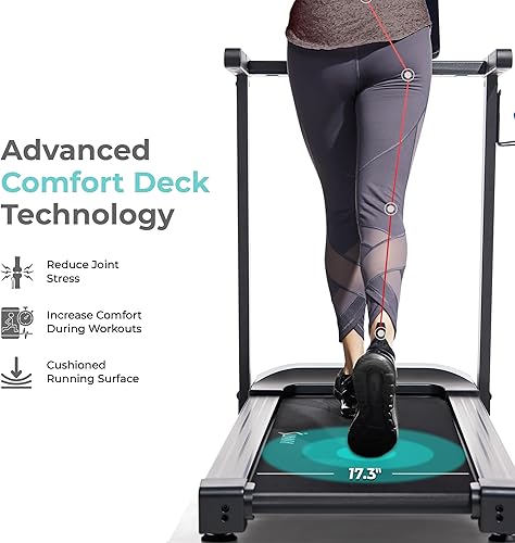 Miniatura 6 de Sunny Health & Fitness Cinta de correr plegable interactiva delgada con tecnología avanzada sin escobillas, estabilización mejorada, conectividad