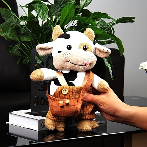 Miniatura 4 de Juguete de peluche de ganado vaca, almohada de leche grande de 12 pulgadas, peluche suave de ganado, almohada de abrazo de vaca, muñeca de animales