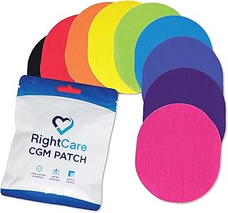 RightCare CGM Adhesive Universal Overpatches for Freestyle Libre 2 & Lingo, Dexcom, Guardian, Enlite, Waterproof, Non-Adhesive Center, Covered Oval Protective Patches, Multicolor Assortment, Bag of 25