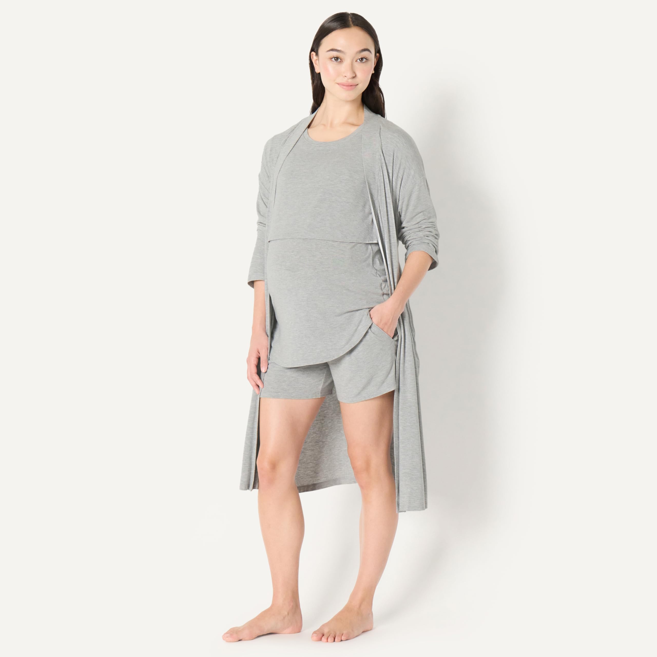Amazon Essentials Mujer Conjunto de Pijama de Maternidad y Lactancia de Modal Suave, 4 Piezas