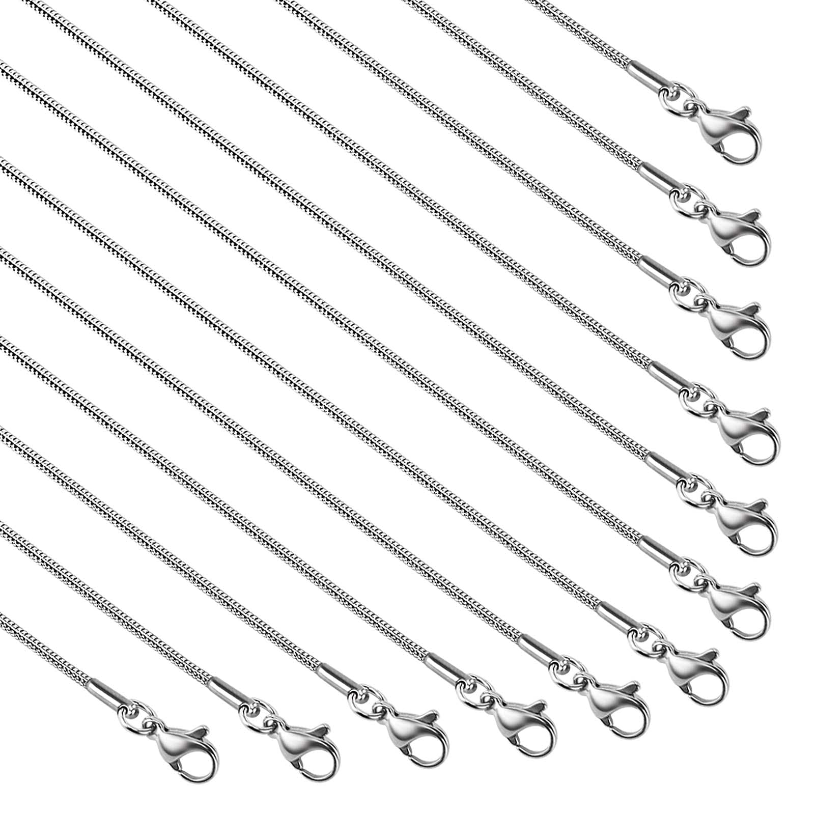 UMAOKANG 12pcs 18 Inch Snake Chain Necklace for Jewelry Making, Silver Plated Stainless Steel Chains Bulk Jewelry Making Supplies