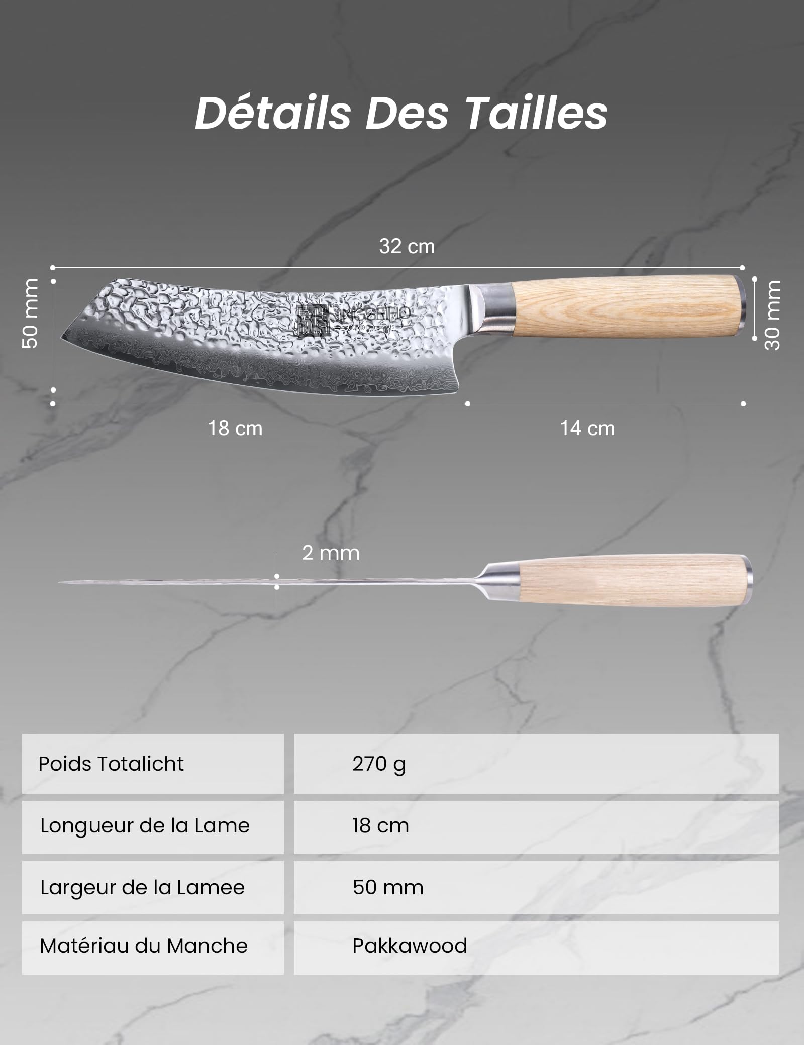 Couteau Santoku En Véritable Damas VG-10 À 67 Couches De 18 cm,Manche Ergonomique Équilibré, Idéal Pour La Maison et Les Cadeaux