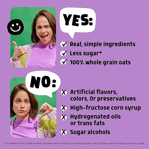 Miniatura 9 de JUNKLESS Barras de granola masticables, chispas de chocolate, 24 barras (6 barras por caja de 1.1 onzas, 4 cajas), sin OMG, bajo en azúcar, gran