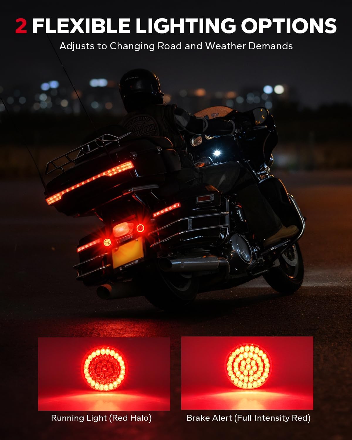 Amazicha 2 inch LED Turn Signals, 1157 Rear 48 LEDs Turn Signals Running Brake Light Kit with 4 Smoked Lens Cover Fit for Harley Davidson Touring Sportster Iron 883 Dyna Softail 1986-2024