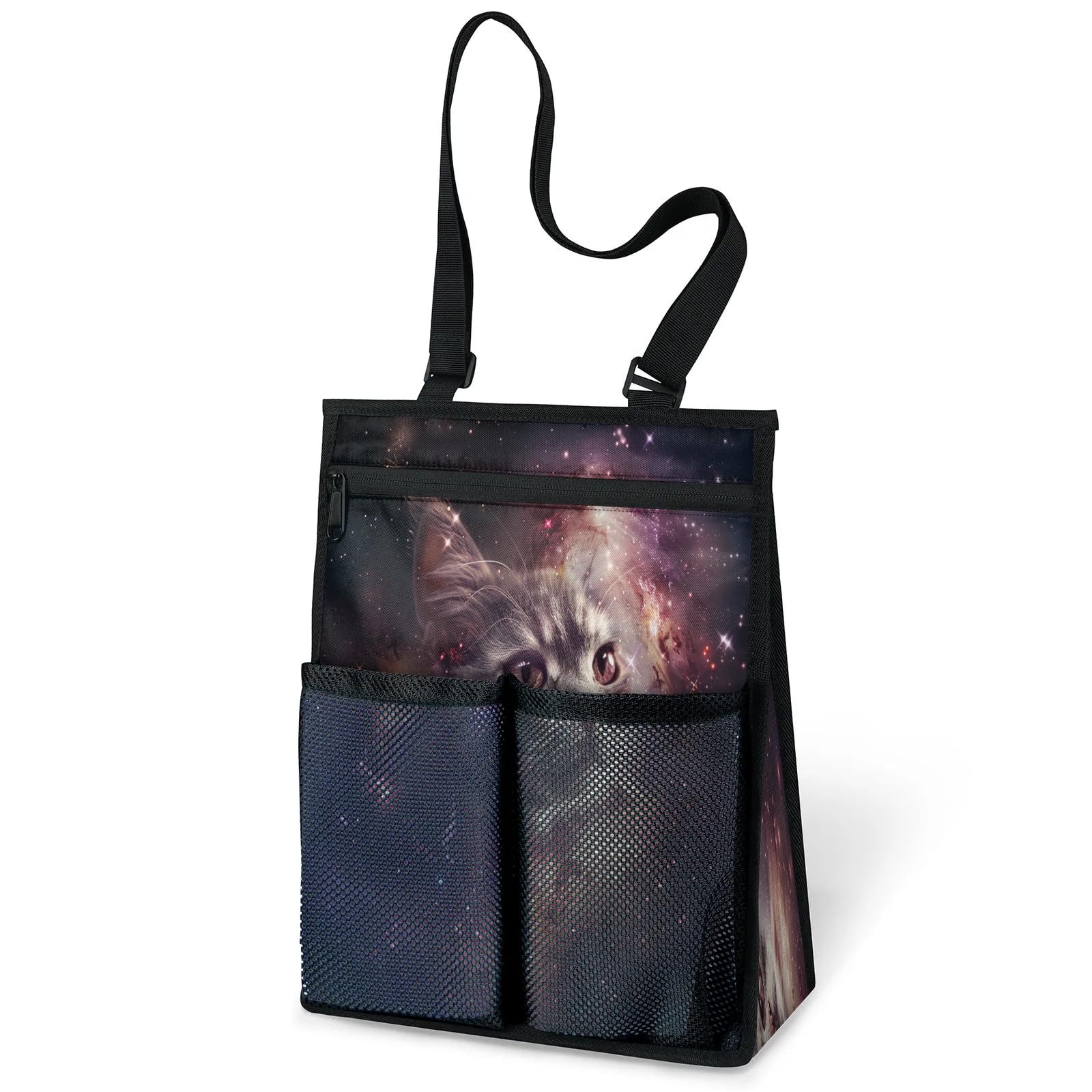 Ourtheme Cat Galaxy Portable Shower Bag for Travel Gym Camp Beach Tote Shower Caddy Bags Hanging Toiletry Organizer