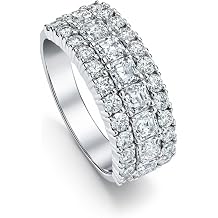 BERRICLE Sterling Silver CZ Half or Full Eternity Band Rings for Women, Stackable Cubic Zirconia Fashion Ring - Art Deco, Cluster, Statement, 5-Stone Designs