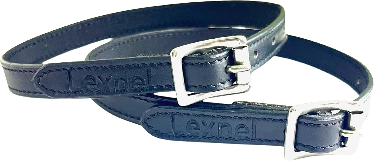 Equestrian Leather English Spur Straps – 1/2 Inch Wide, 17 Inches Long, Leather spur Strap Black Stainless Steel Buckles 1 Pair (Pack of 2)