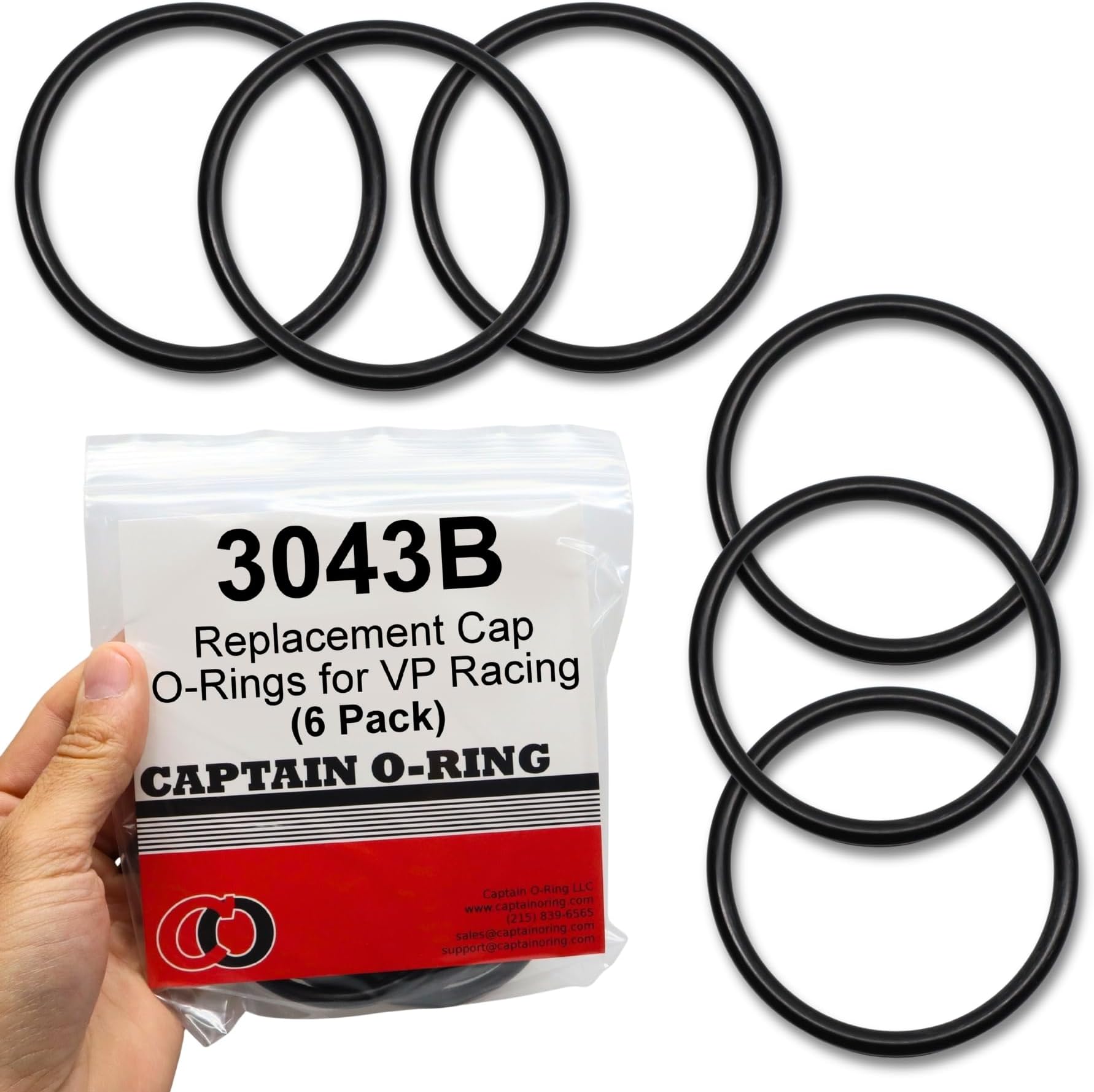 Captain O-Ring โ Replacement 3043B O-Rings for VP Racing Fuels 3042 Gas Can/Utility Jug Caps (6 Pack)