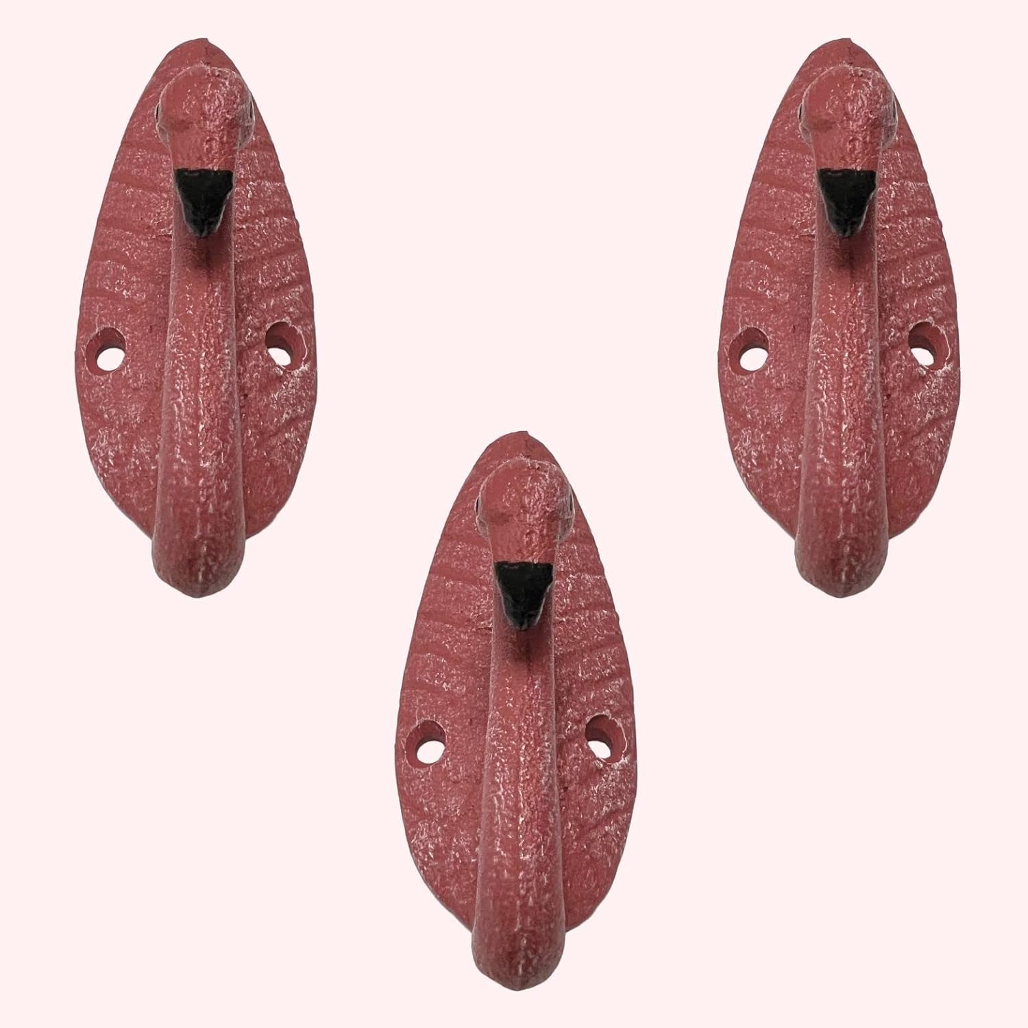 Flamingo Wall Hooks (Set of 3)–Durable Cast Iron Decorative Hangers for Coats, Towels & Keys–Tropical Coastal Beach House Décor – Easy-to-Install Wall Hooks for Entryway, Bathroom, Kitchen, or Bedroom