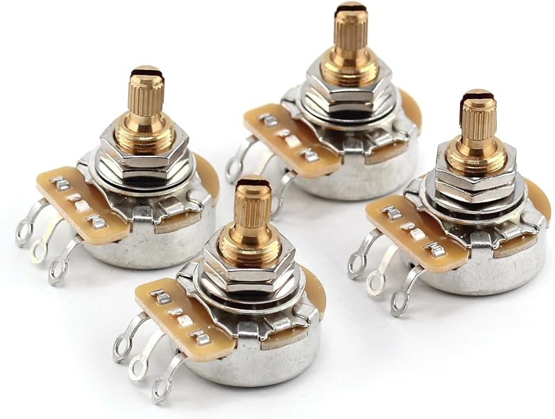 Potenciómetro CTS 500k para guitarra - Eje dividido corto personalizado, conicidad de audio, tolerancia del 10% (4x)