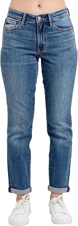 Judy Blue Womens Mid Rise Stretchy Boyfriend Jeans