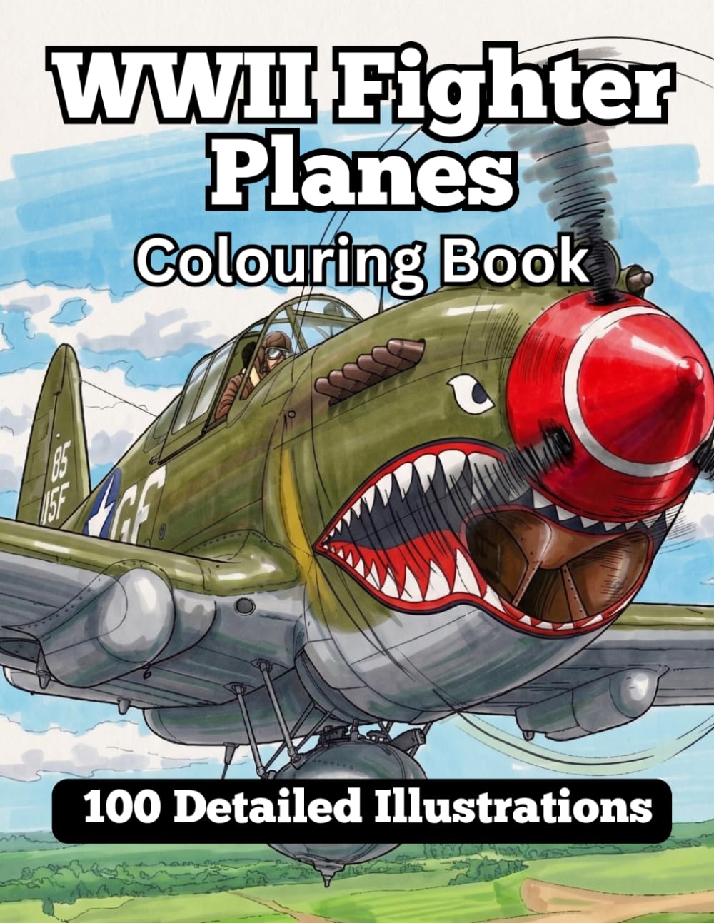 WWII Fighter Planes Colouring Book: 100 Detailed Illustrations