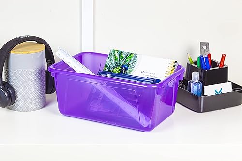 Miniatura 7 de Storex Tapa y tapa, se adapta a cubos pequeños (contenedores se venden por separado), 12.2 x 7.8 x 1 pulgada, paquete de 5, translúcido (62402A05C)