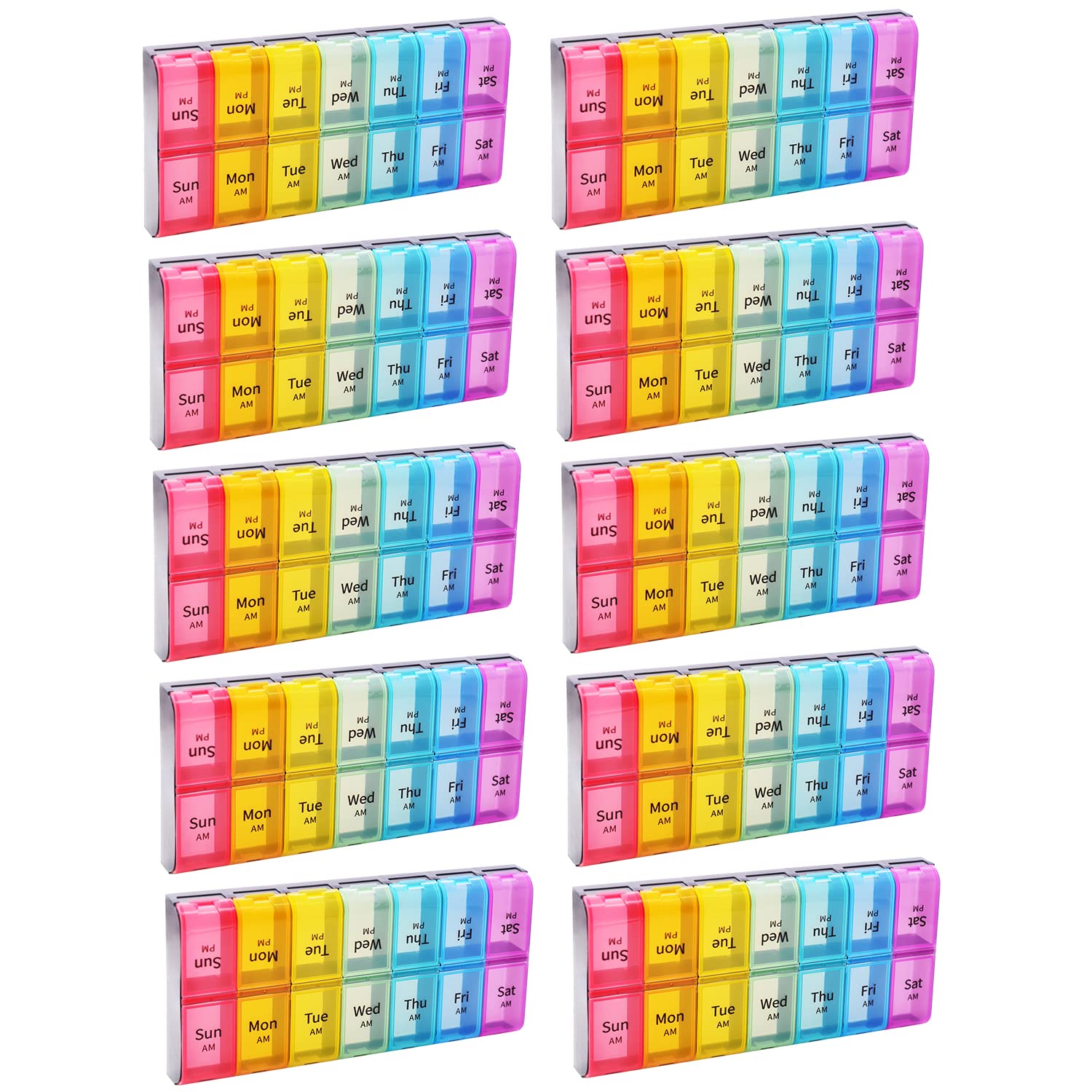 Greencycle Weekly 7 Day Pill Organizer 2 Times A Day Moisture-Proof Large Pill Cases Pill Box Design for