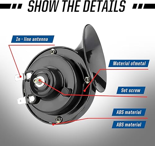 Miniatura 4 de Kit de bocina de caracol de aire para modificación de automóvil, 2 piezas, accesorios de bocinas de ABS duraderos de 300 DB, universal de 12 V,