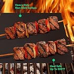 BBQ Grill Mat Set of 6 - Non-Stick, Fireproof Sheets & Baking Mats for Gas, Charcoal, Electric Grills - Reusable, Dishwasher Safe, Easy to Clean Barbecue Accessories with Grill Grease Tray