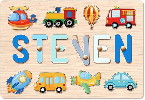 Rompecabezas de madera con nombre personalizado para niños, regalos personalizados para bebés con texto grabado en la parte posterior, regalos de