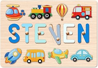 Personalized Name Puzzle for Kids, 1st Birthday Gifts for Girl Boy, Easter Basket Stuffers for Toddler, Custom Easter Christmas Baby Gifts, Toddler Learning Toys, Wooden Name Puzzles for Toddlers 1-3