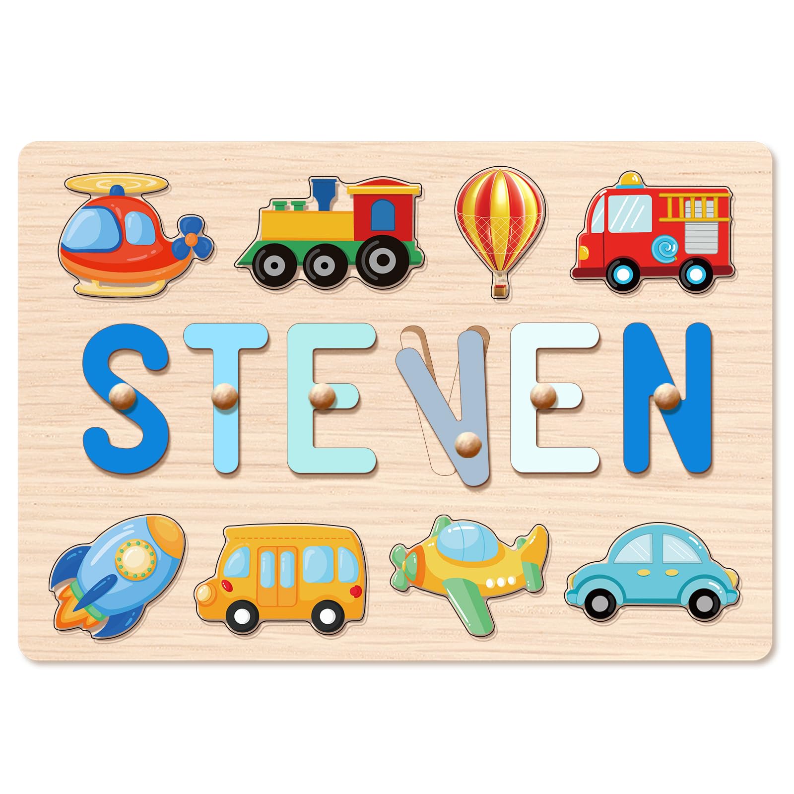 Personalized Name Puzzle for Kids, 1st Birthday Gifts for Girl Boy, Easter Basket Stuffers for Toddler, Custom Easter Christmas Baby Gifts, Toddler