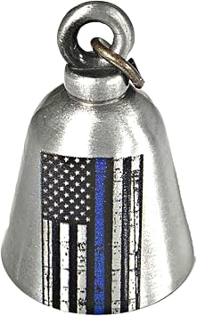 Kustom Cycle Parts Police Blue Line American Flag Motorcycle Evil Spirits Biker Guard Bell. Our Custom Bells are Universal to All Models of Motorcycles. USA Designed Silver Bell