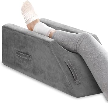 UBBCARE Leg Elevation Pillow for Leg/Knee Surgery Recovery, Memory Foam Leg Pillow with Velvet Washable Cover, Small Grey