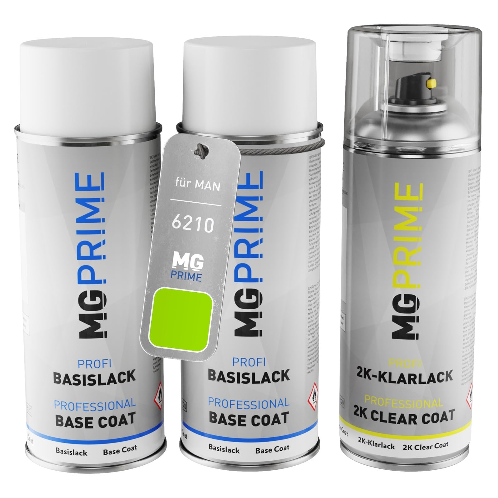 MG PRIME Bombolette di Vernice per auto per MAN 6210 Green + trasparente 2K | Kit vernice di fondo + base + trasparente 2K, bombolette spray 400ml